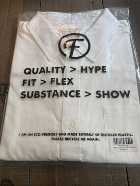 White Stretch Button-Up Fresh Clean Tees